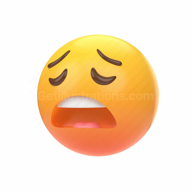 emoticon, emoji, sticker, face, unhappy, tired, left